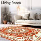 Orange Red Floral Sunburst Ornament Rug