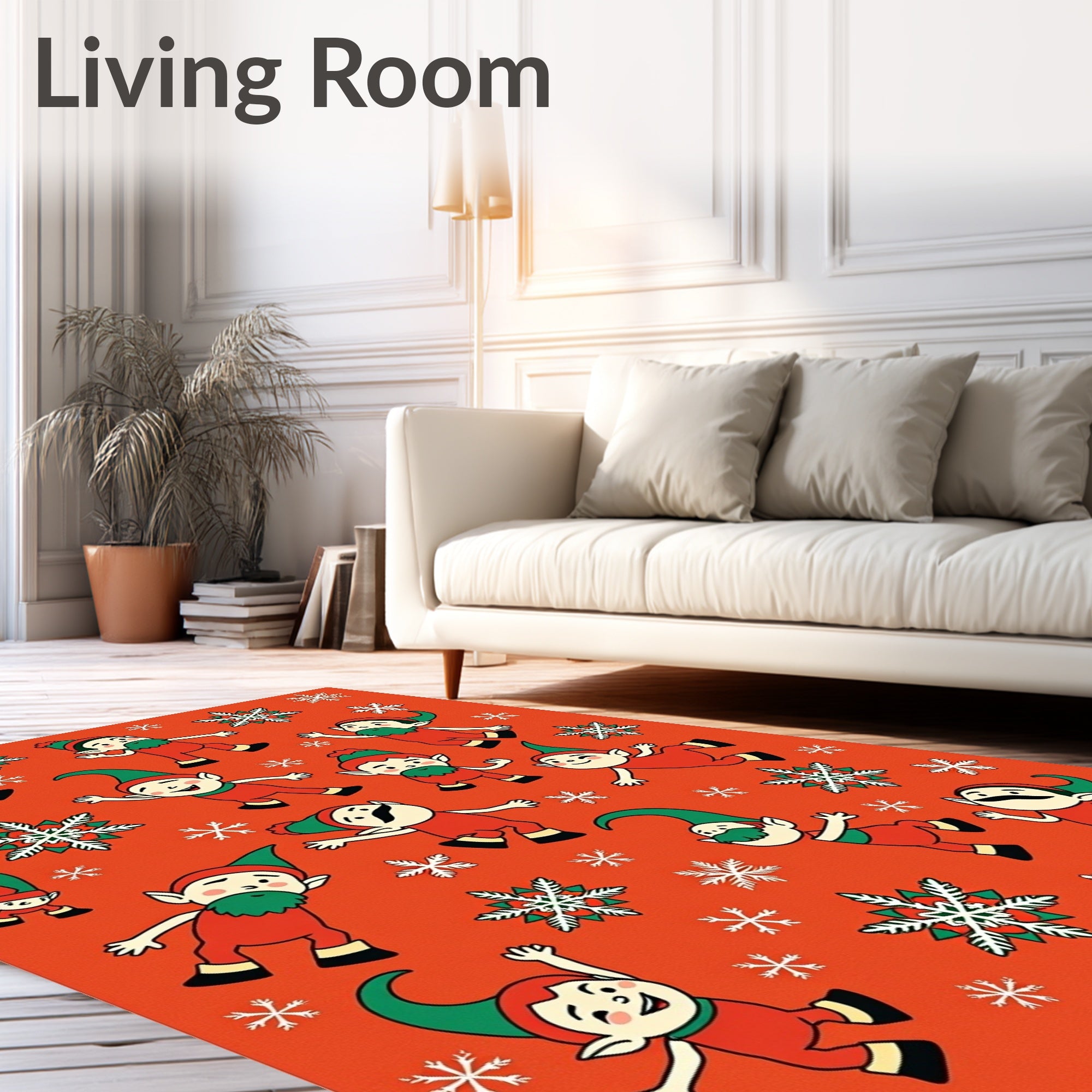 Delightful Elf Snowflake Pattern Rug