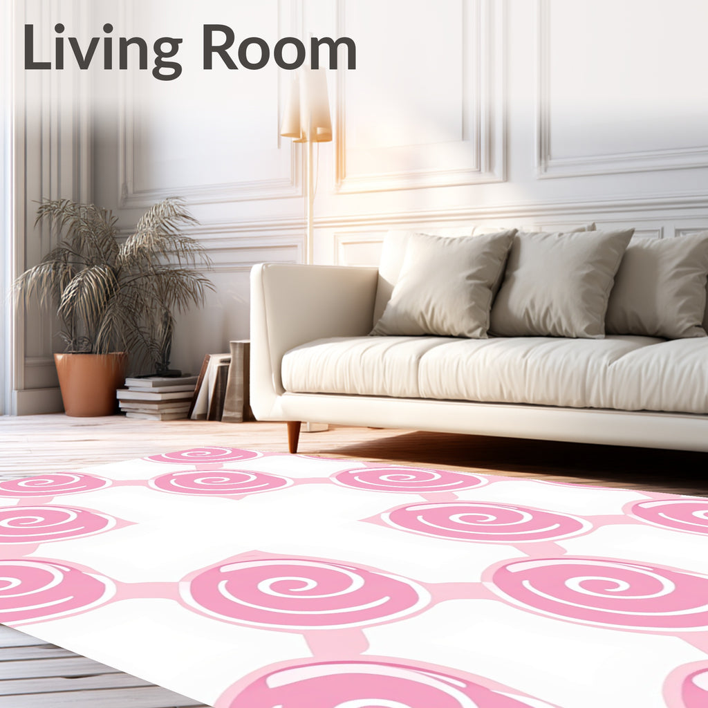 Pink Swirl Lollipop Pattern Rug