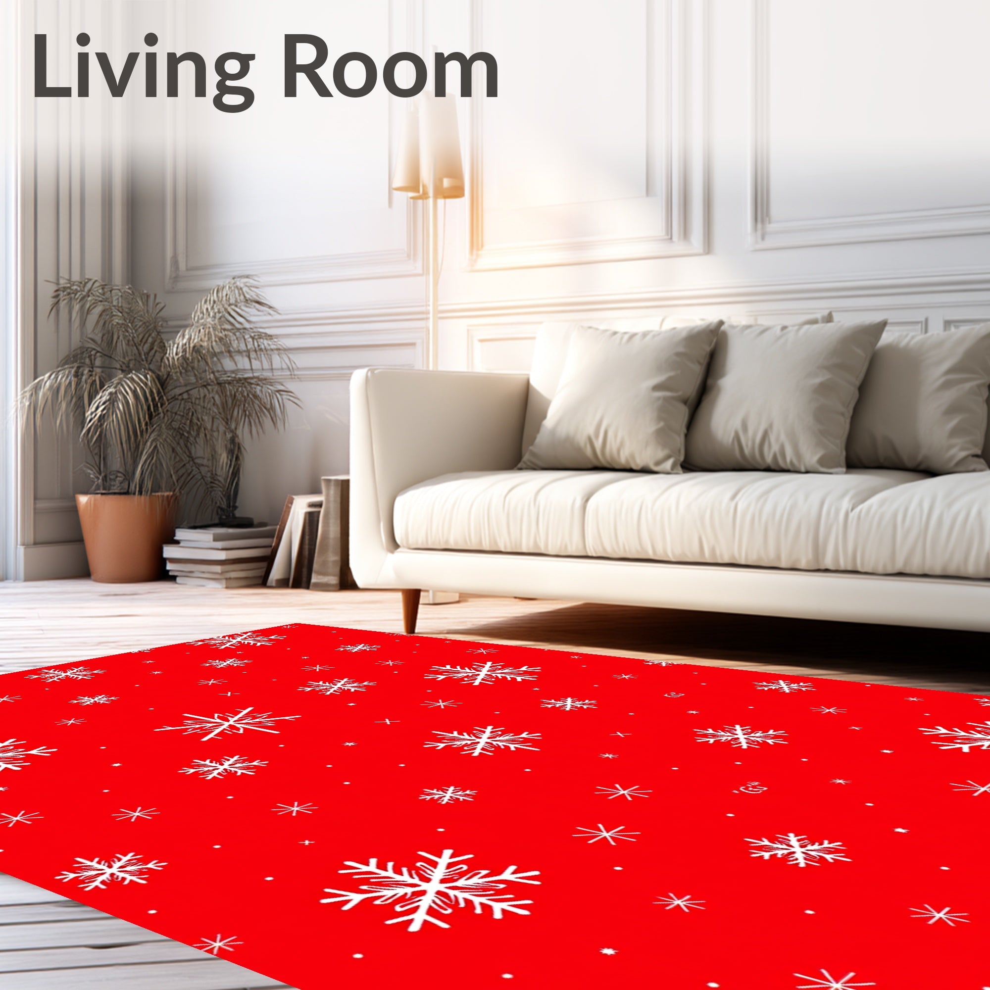 Red Snowflake Pattern Rug