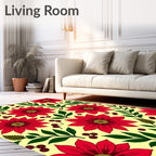 Bold Red floral Festive Pattern Design Rug