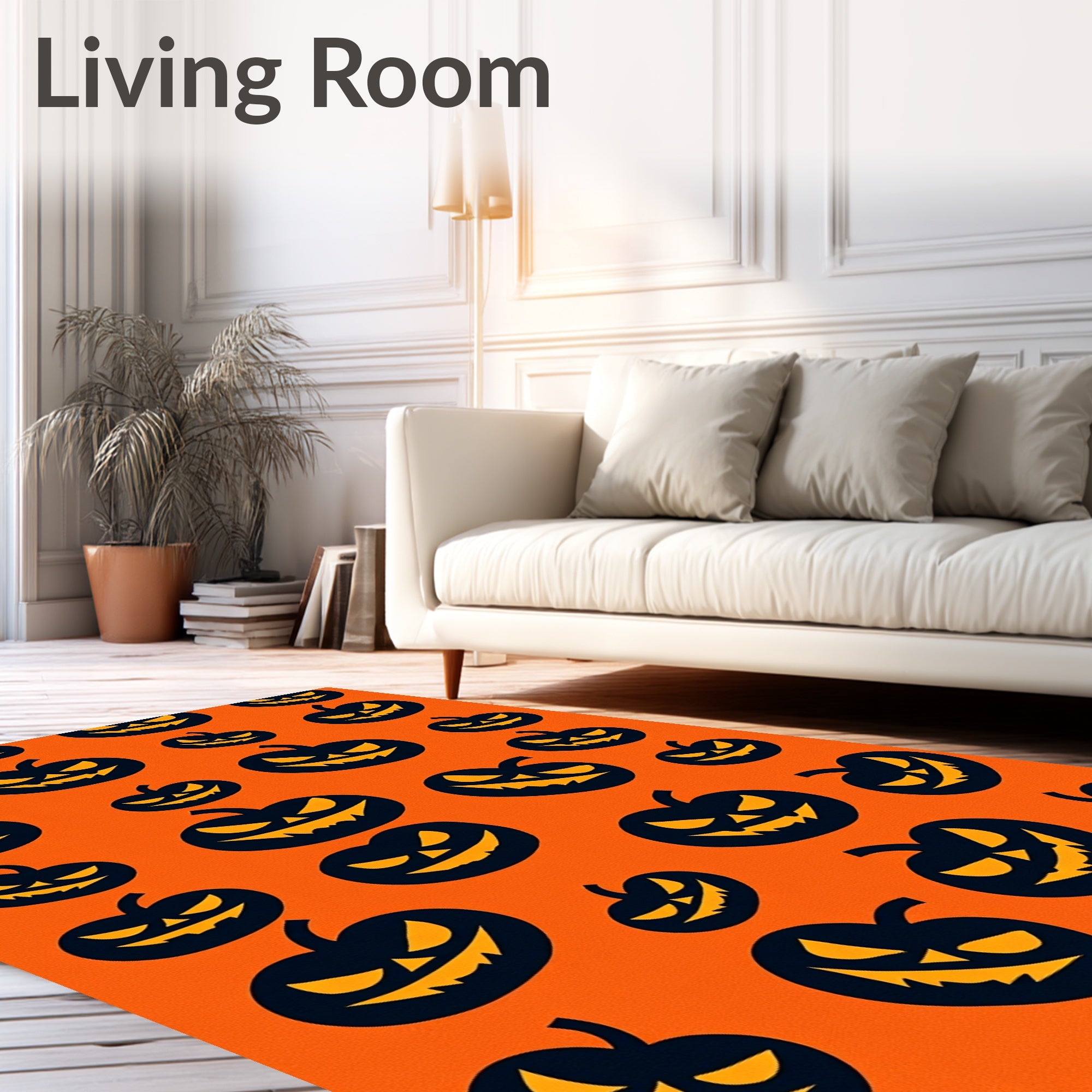 Spooky Jack O Lantern Pattern Design Rug