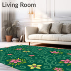 Emerald Floral Swirl Garden Rug