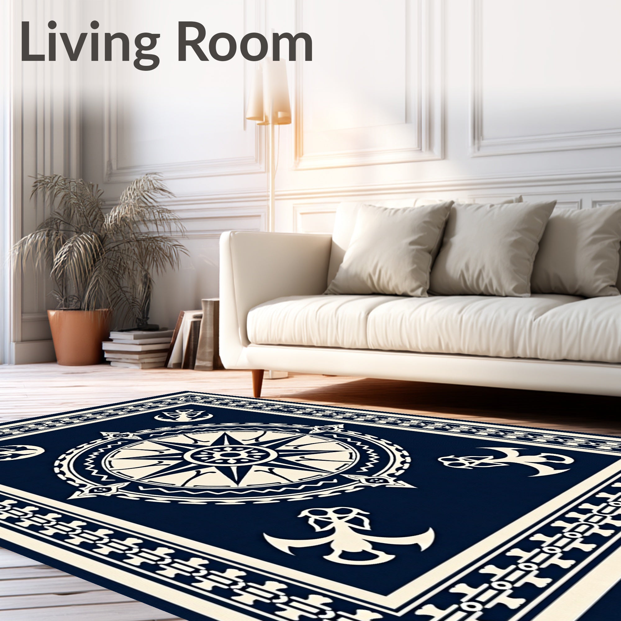 Nautical Compass Anchor Patterned Rug