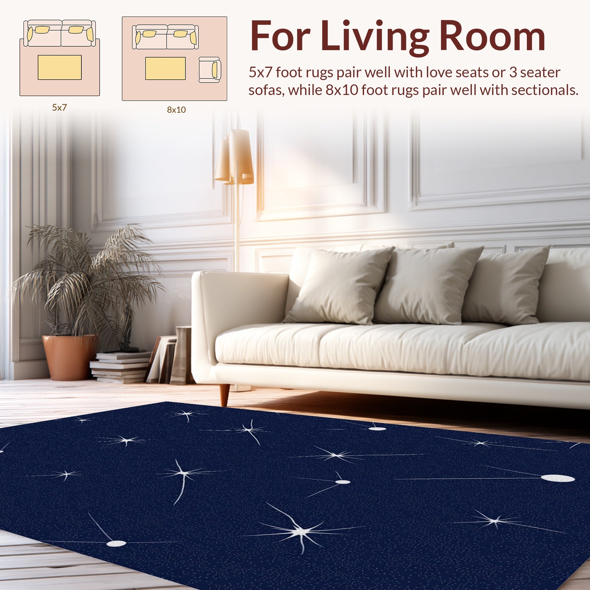Starburst And Dots Pattern Rug