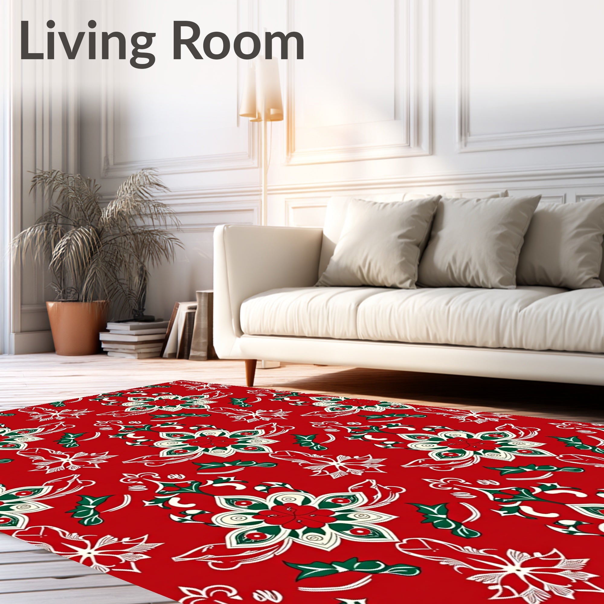 Elegant Red Floral Pattern Rug