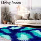 Abstract Teal Aquamarine Shaggy Rug