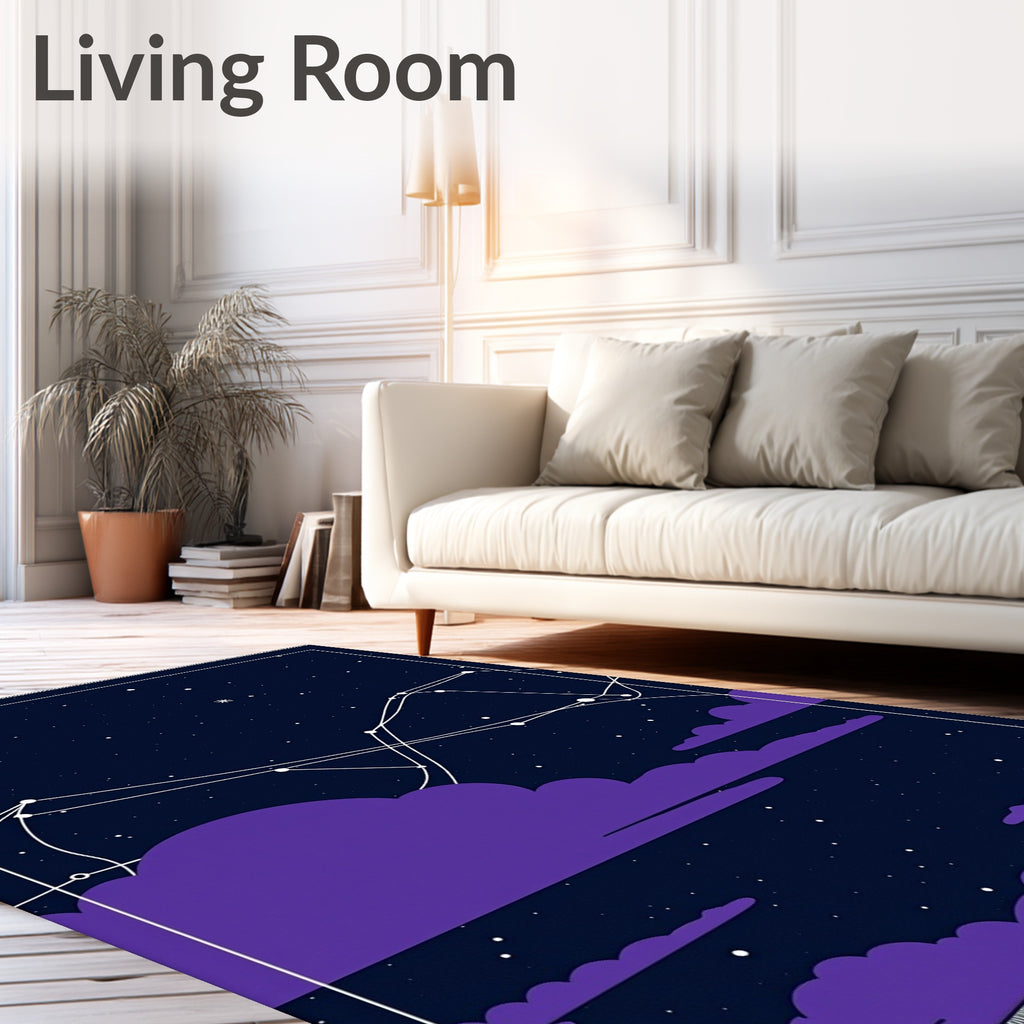 Cosmic Purple Clouds Starry Night Rug