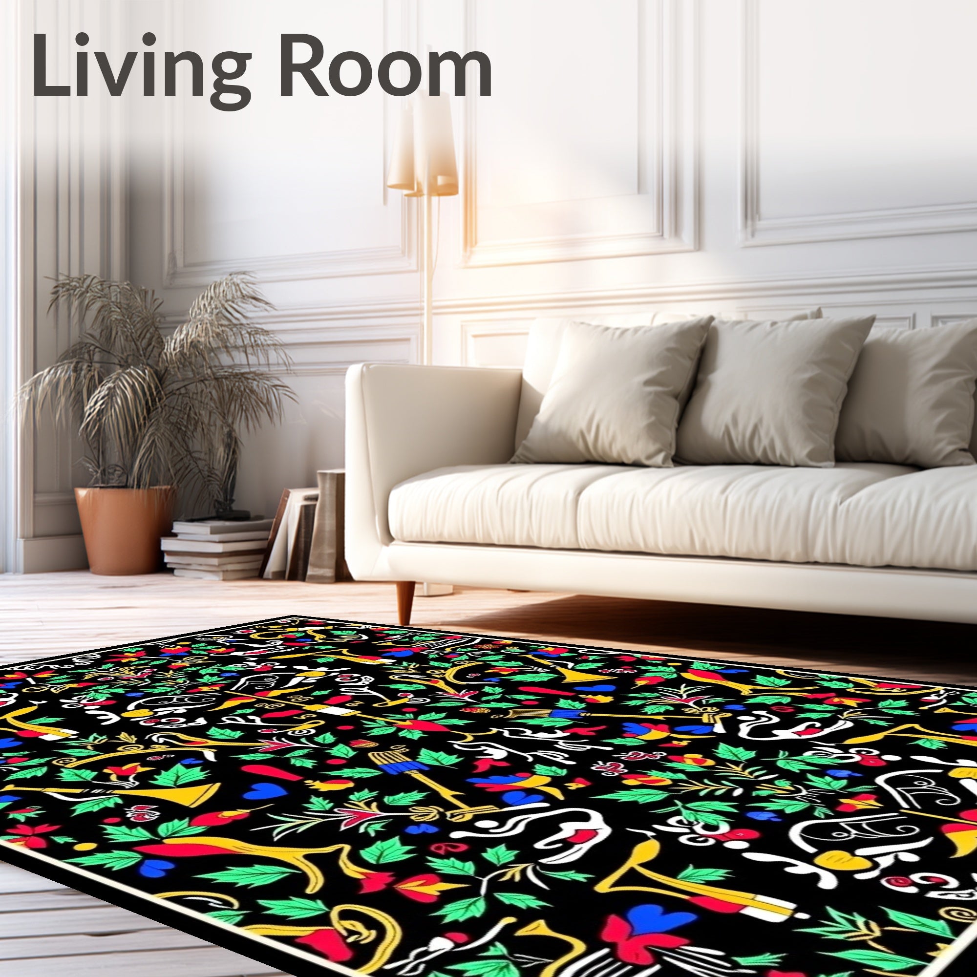 Vibrant Floral Trumpet Motif Rug
