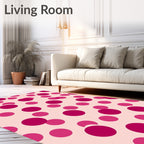Playful Pink Polka Dot Design Rug