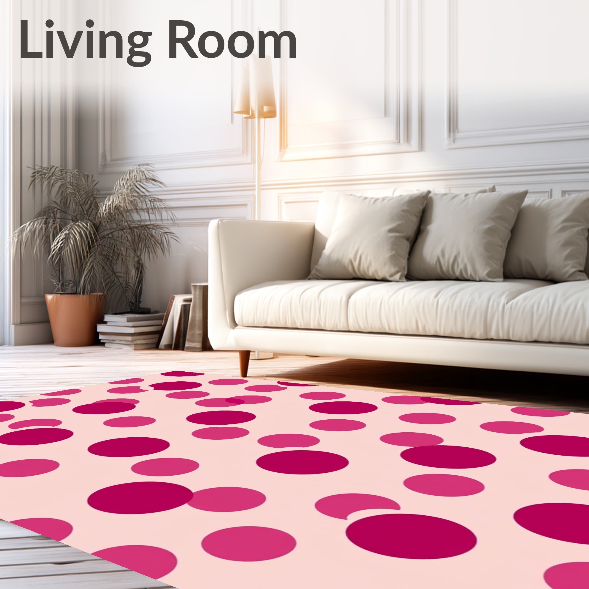 Playful Pink Polka Dot Design Rug
