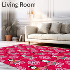 Fun Snowman Patterned Red Rug