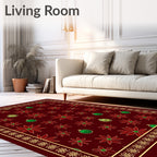 Crimson Poinsettia Ornament Border Rug