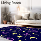 Cute Pink Cat Moon Star Pattern Rug