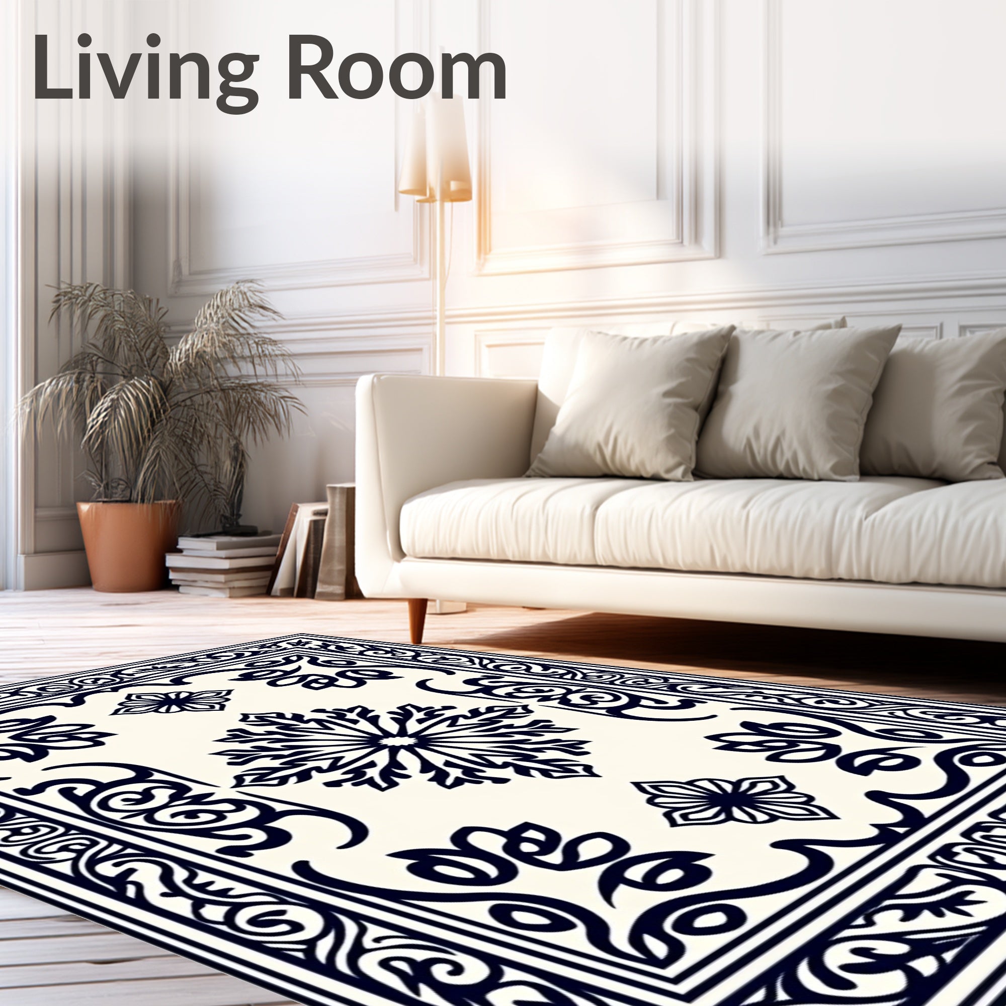 Ornate Floral Scrollwork Pattern Rug