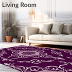Rich Plum Floral Medallion Pattern Rug