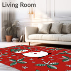 Festive Snowman Leaf Holiday Pattern Rug