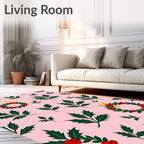 Pink Holly Berry Wreath Garland Rug