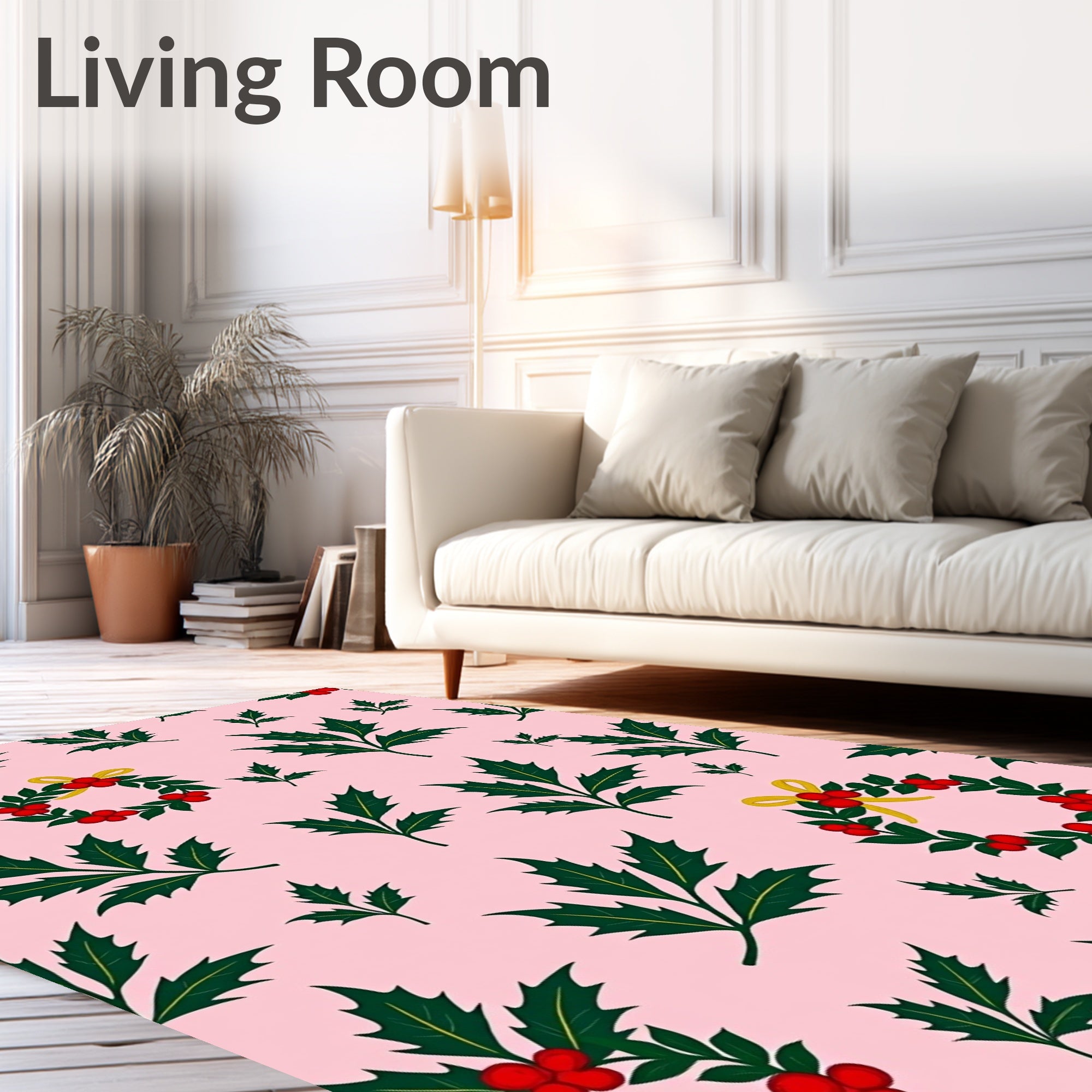 Pink Holly Berry Wreath Garland Rug