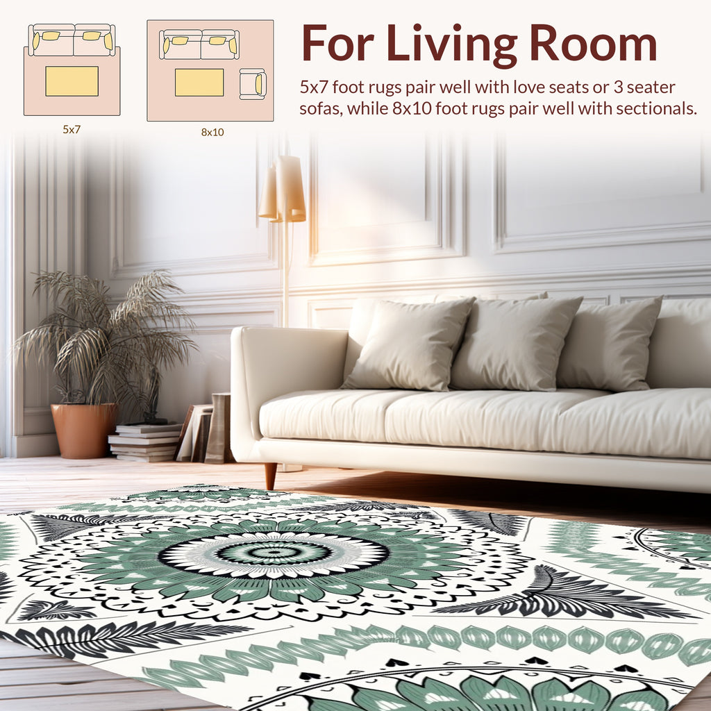 Classic Mandala Floral Patterned Rug