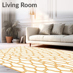 Modern Orange Geometric Honeycomb Design Rug
