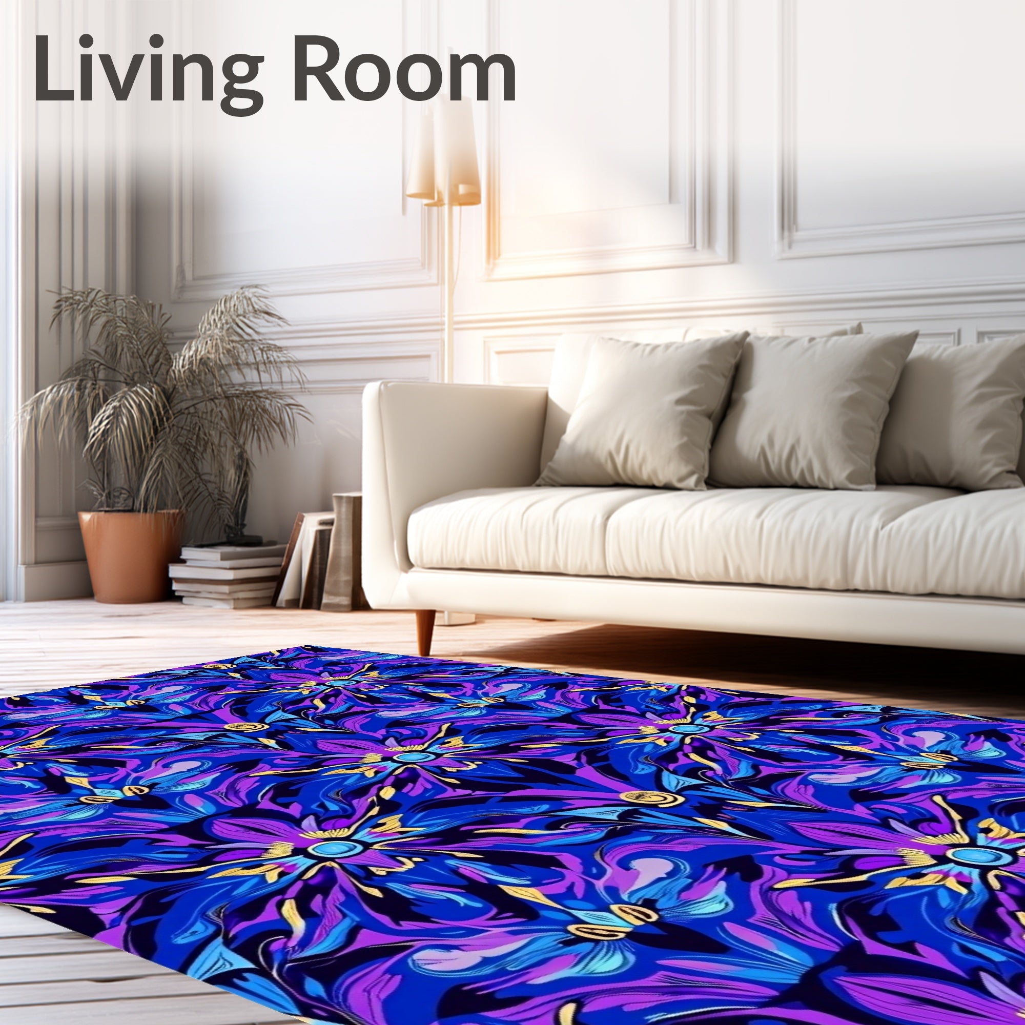 Vibrant Floral Art Nouveau Pattern Rug