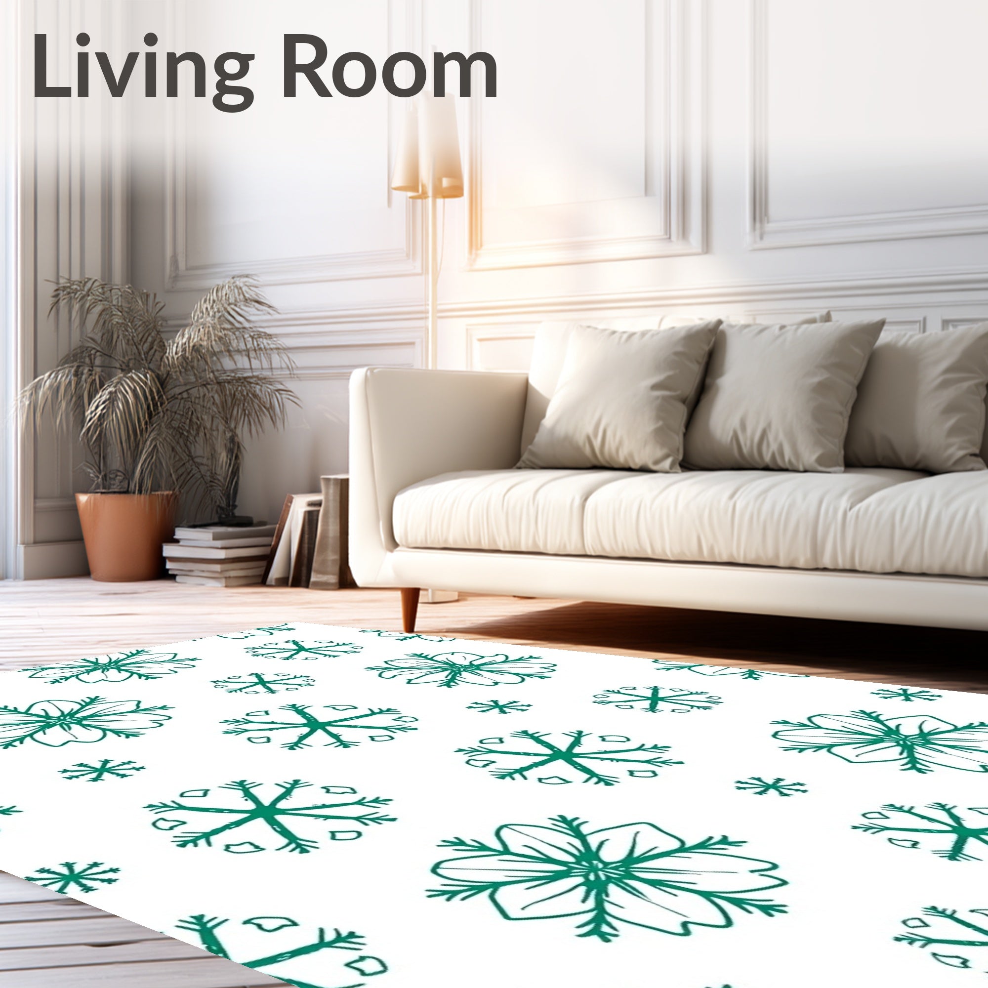 Green Snowflake Pattern with 2 Sizes Rug