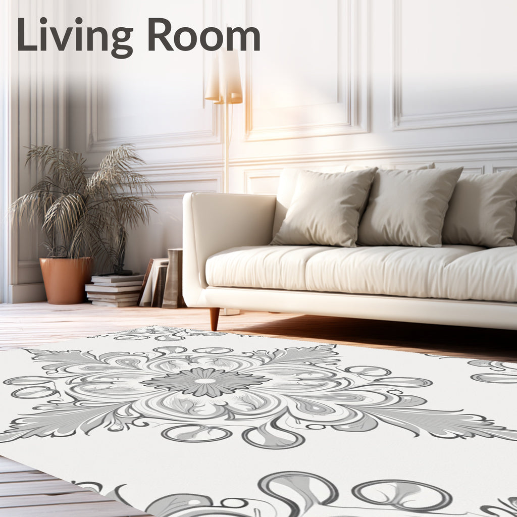Ornate Scrollwork Floral Pattern Rug