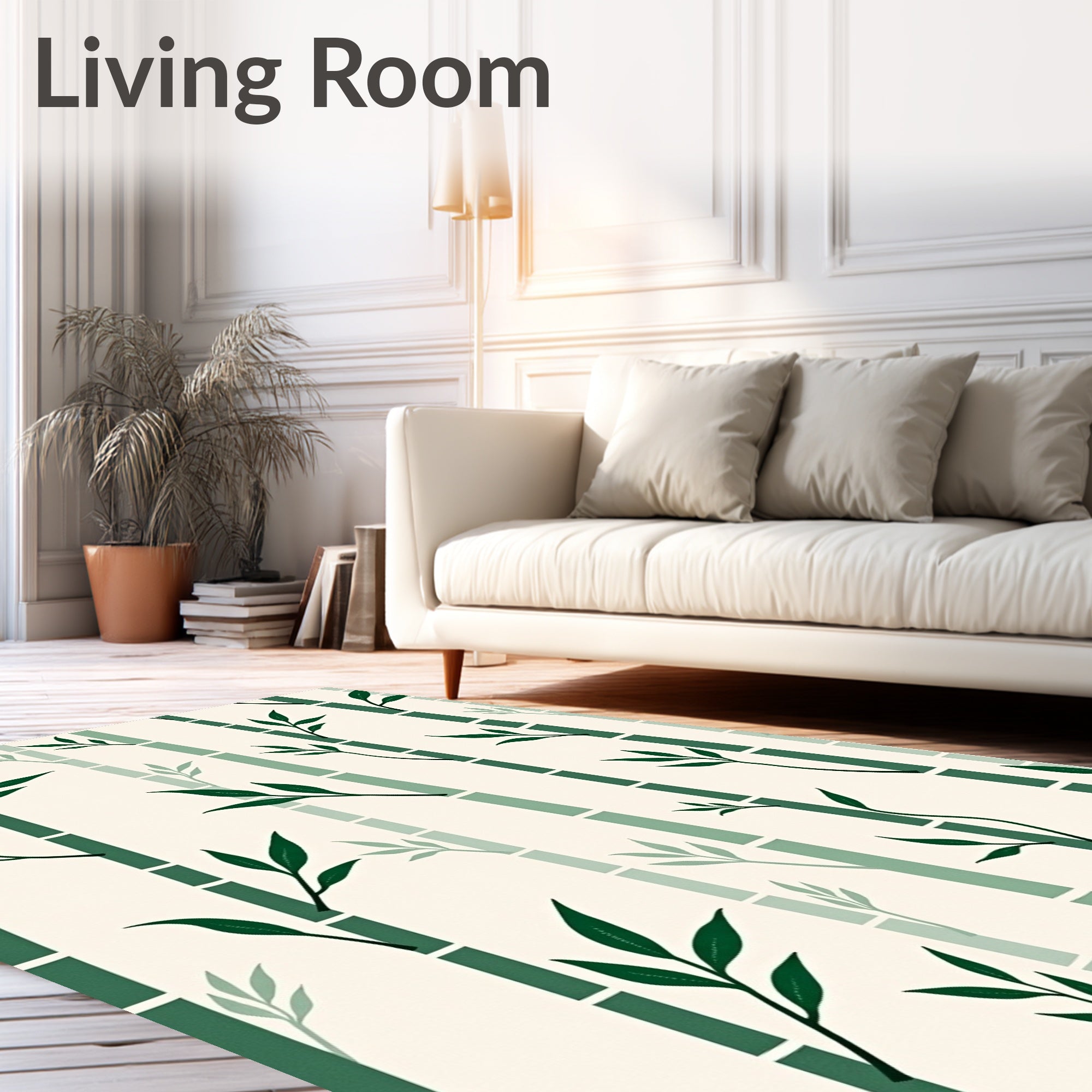 Modern Green Bamboo Forest Design Rug