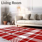 Red Plaid Star Pattern Rug