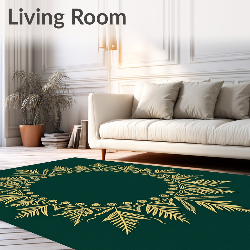 Gold Leaf Mandala Style Rug