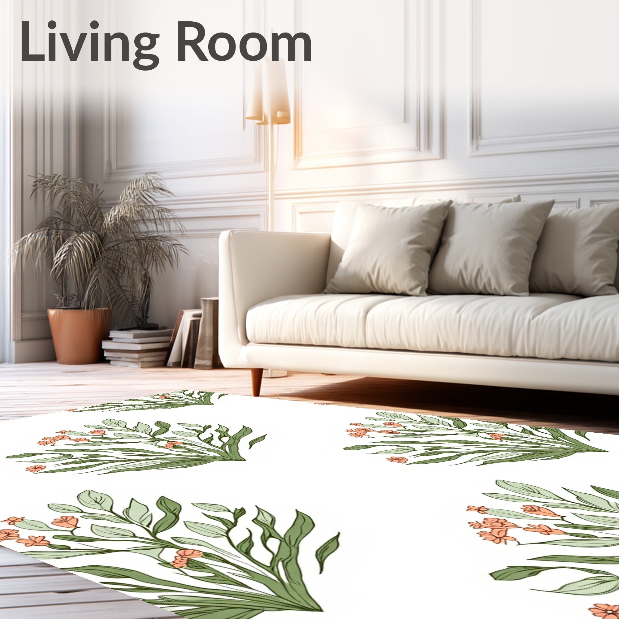 Floral Leafy Sprigs Design Rug