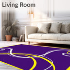 Purple Yellow White Swirl Design Rug