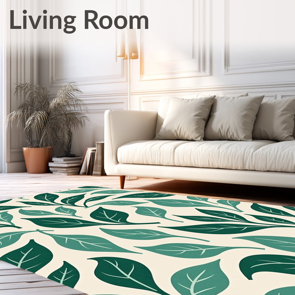 Green Leaf Pattern Artwork Rug