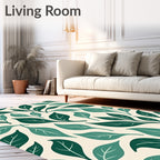 Green Leaf Pattern Artwork Rug