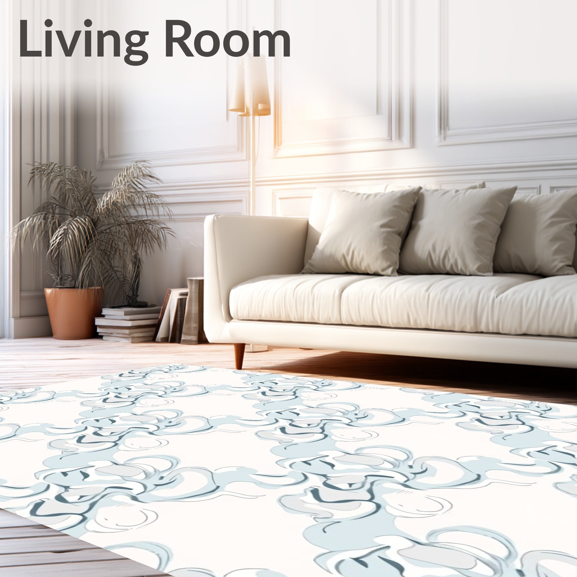 Abstract Swirls Gentle Blue Pattern Rug