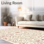 Ornate Scrollwork Damask Pattern Design Rug