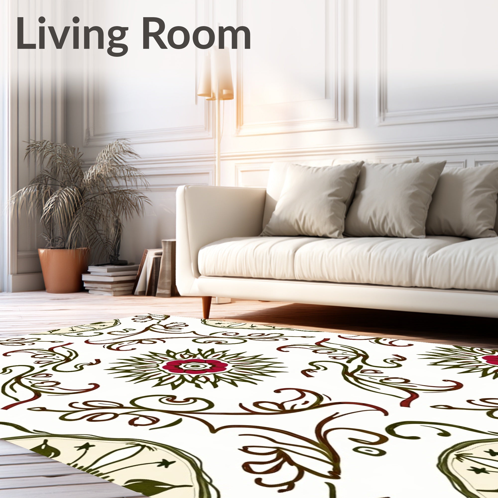 Crimson floral vine motif Rug