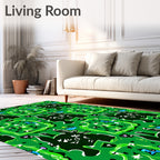 Whimsical Green Black Blue Animal Pattern Rug