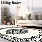 Ornate Floral Medallion Border Pattern Rug