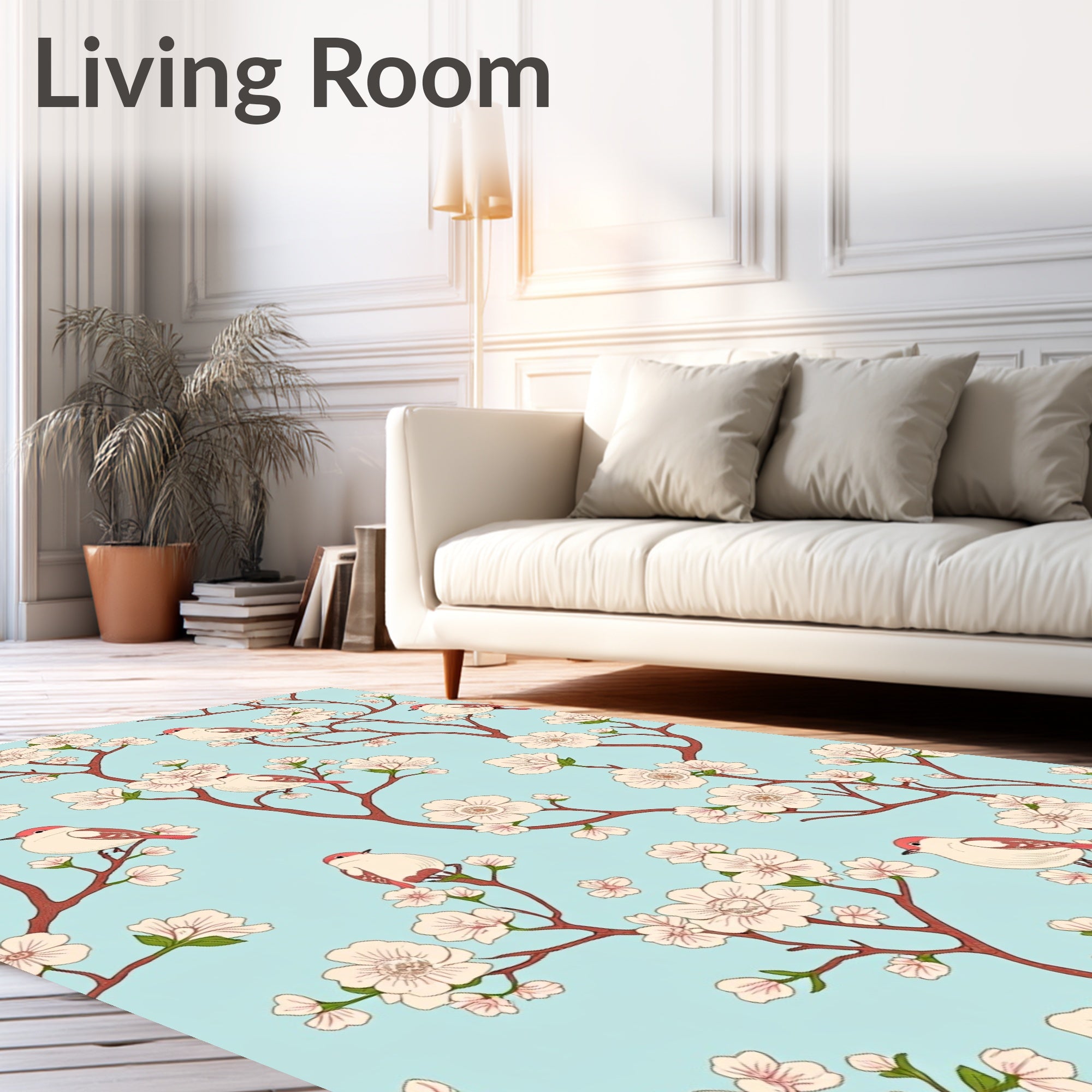 Birds and Blossom Pattern Design Rug