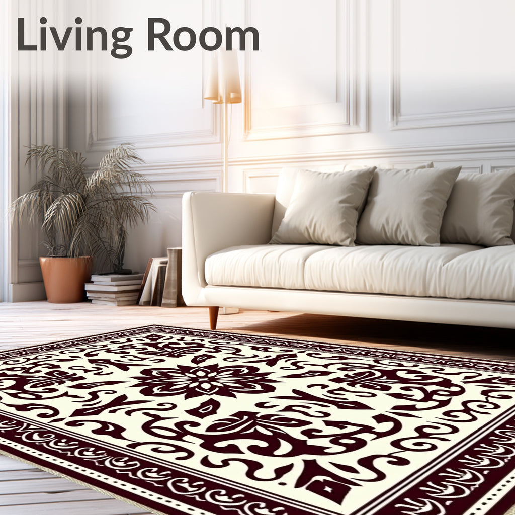 Crimson Floral Baroque Rug