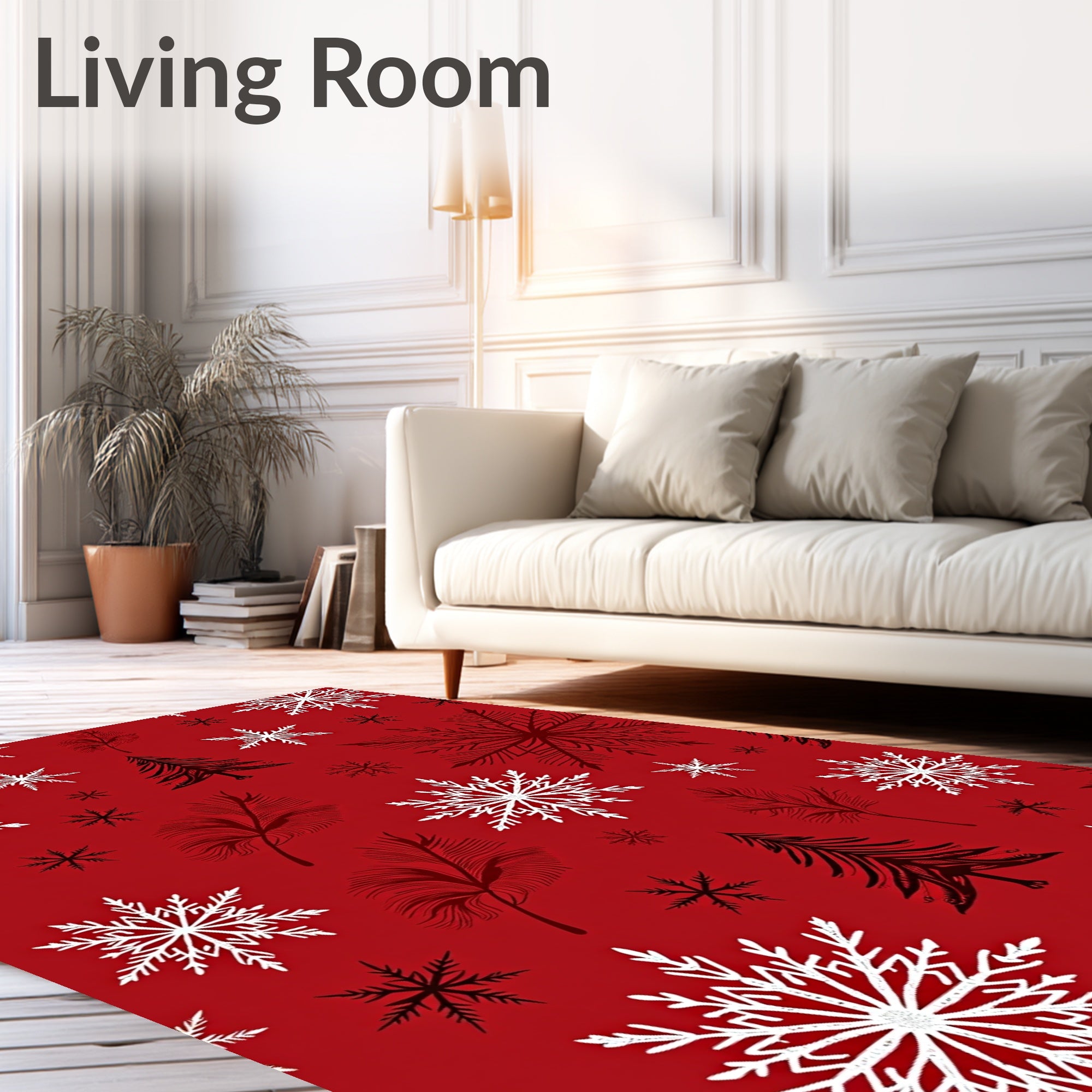 Festive Snowflake Tree Pattern Rug