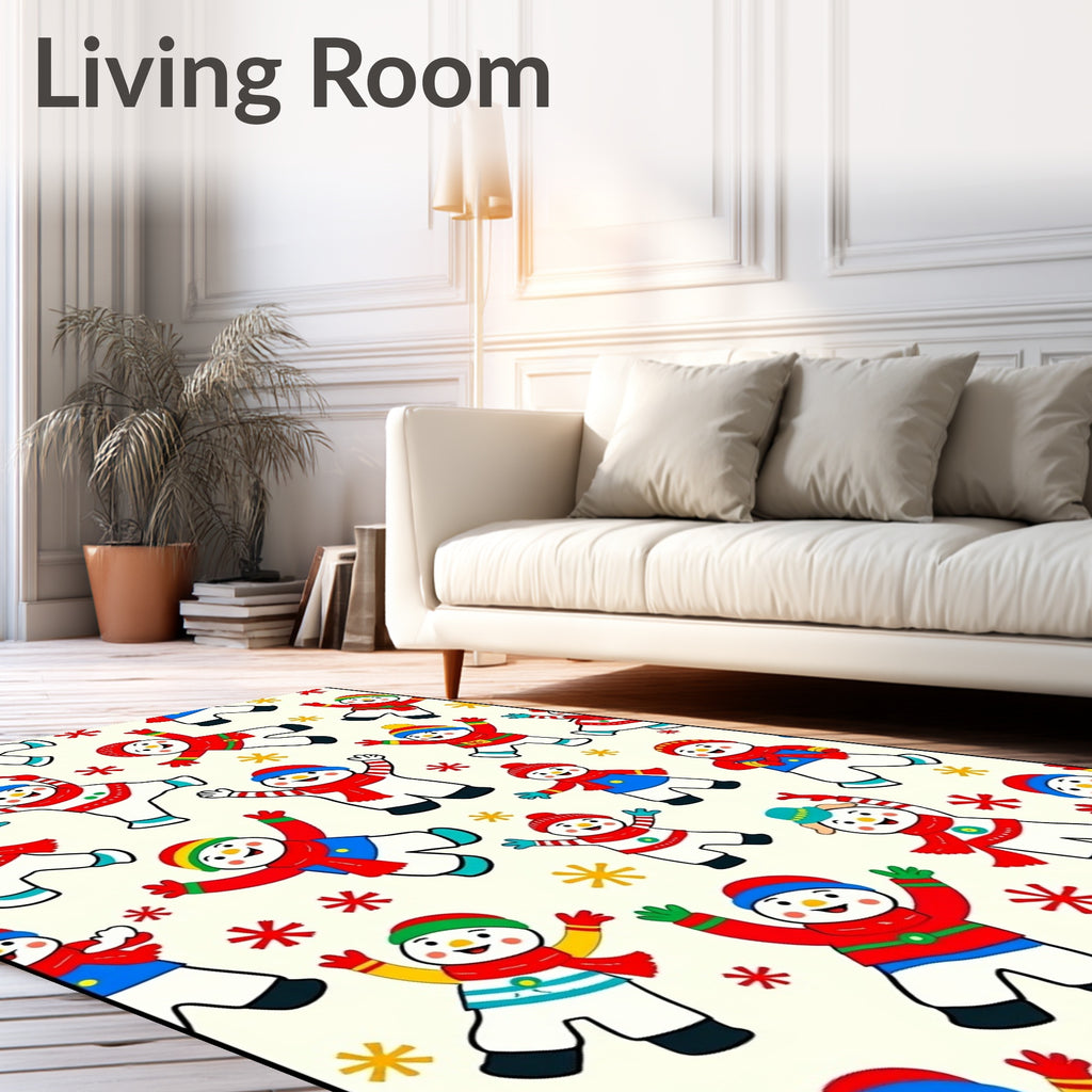 Festive Snowman Pattern Design Rug