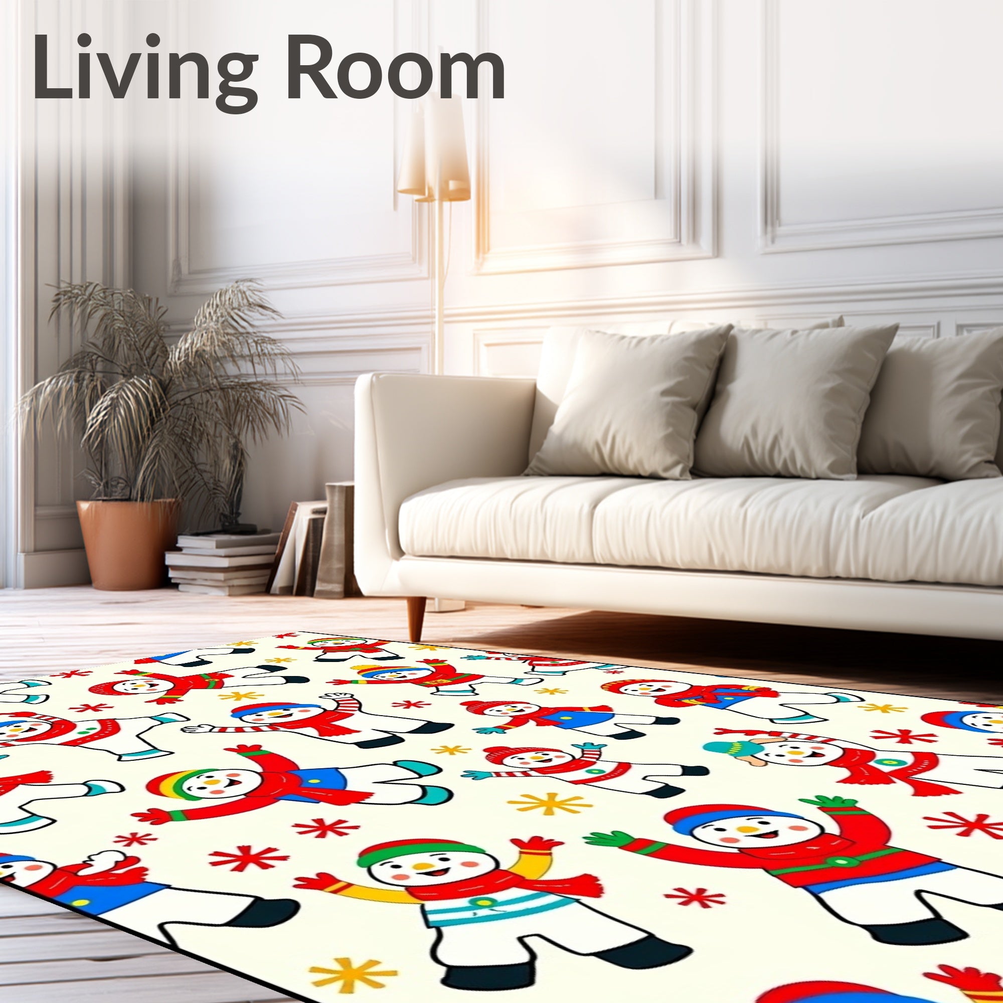 Festive Snowman Pattern Design Rug