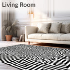 Bold Geometric Abstract Maze Pattern Rug