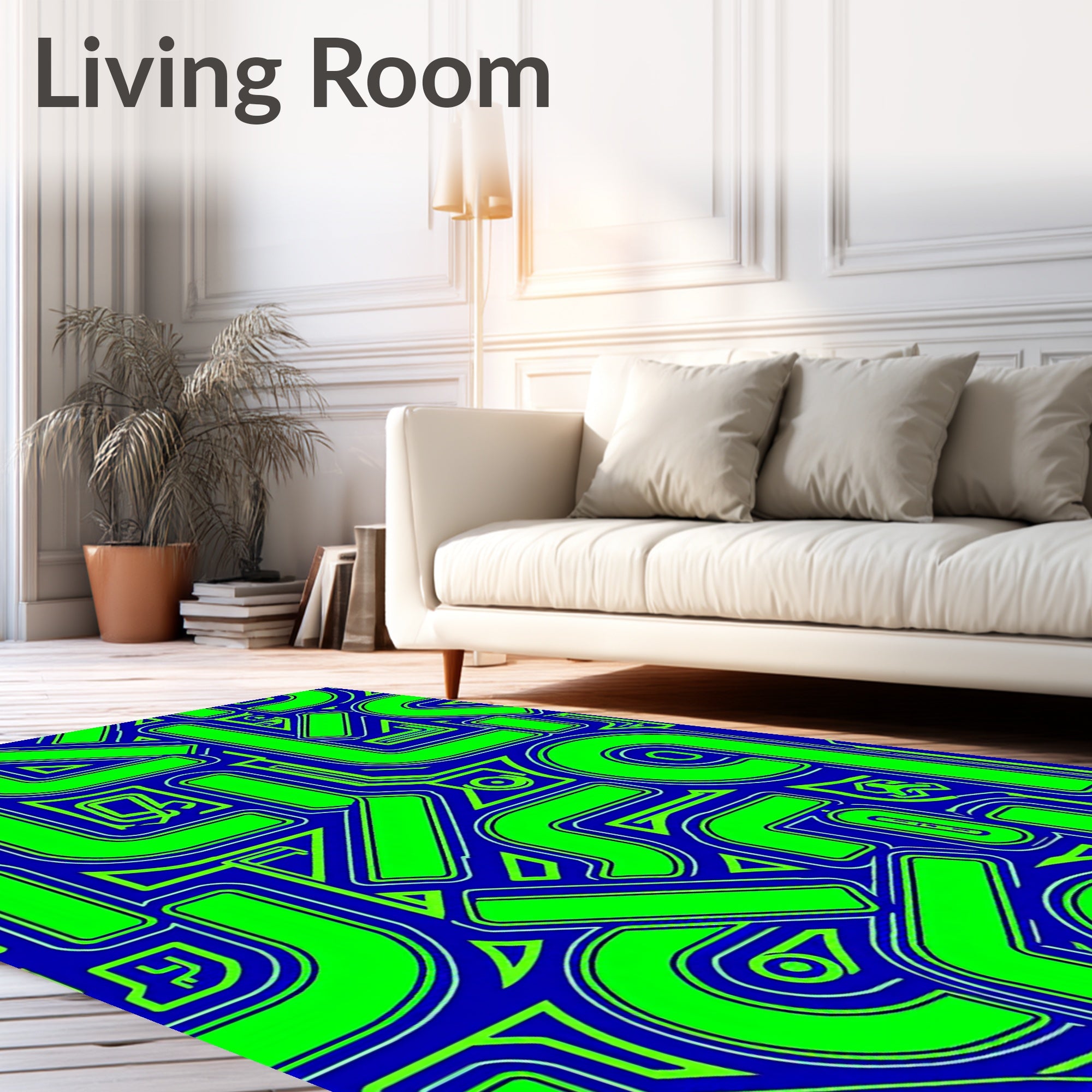 Bold Geometric Neon Lines Rug