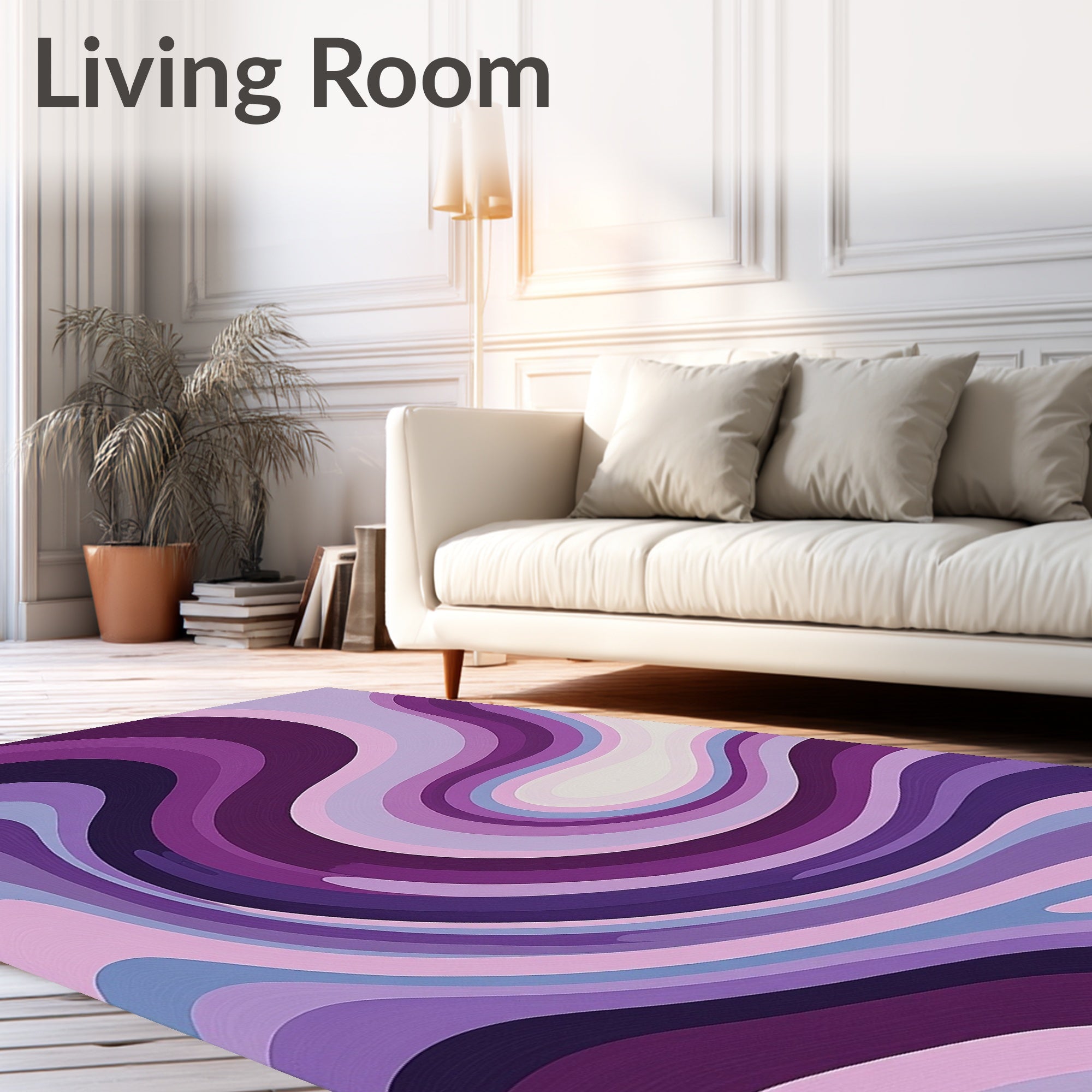 Swirling Purple Abstract Pattern Rug