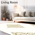 Ornate Golden Floral Medallion Rug