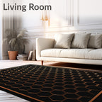 Modern Copper Hexagonal Patterned Rug
